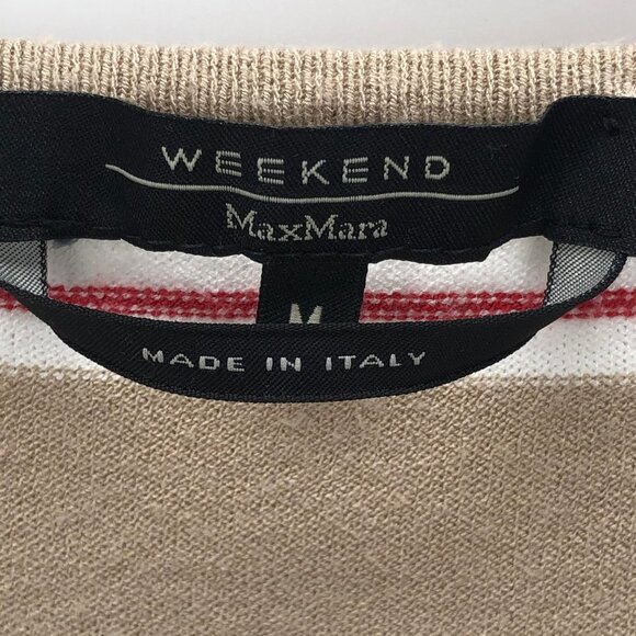 Weekend MaxMara Tan Red White Stripe Top Medium - Picture 4 of 10